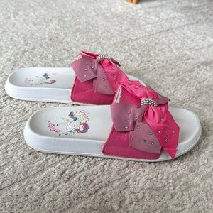 Gently Worn JoJo Siwa Unicorn Rhinestone Bow Slides - Big Girls 2/3